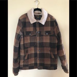 BILLABONG Wool Blend Rust Multicolored Plaid Coat